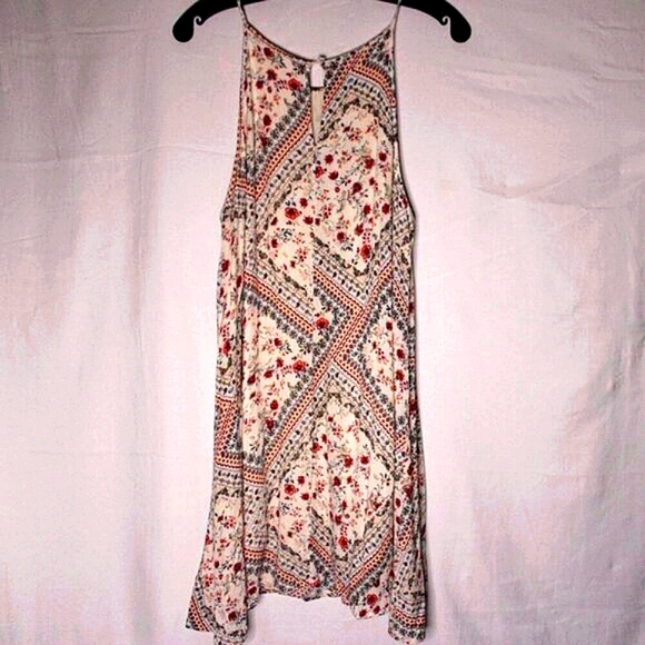 Mi Ami Boho Floral Print Sleeveless Dress L | Flowy Summer Sundress - Picture 2 of 9
